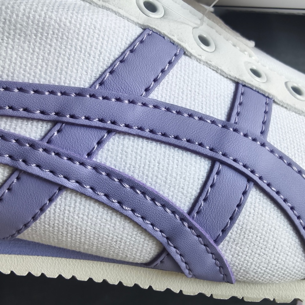 Onitsuka Tiger White Sneakers with Light Purple Stripes - Picture 7 of 11